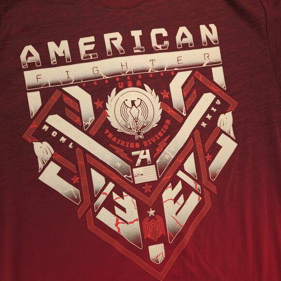 American Fighter Casual Short Sleeve Graphic Crew Neck T Shirt Mens Size 2XL Red - Picture 4 of 11